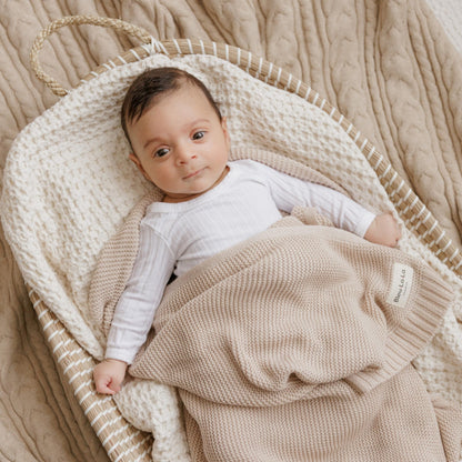 Bleu La La Heritage Knit Blanket: 100% Organic Cotton Luxury