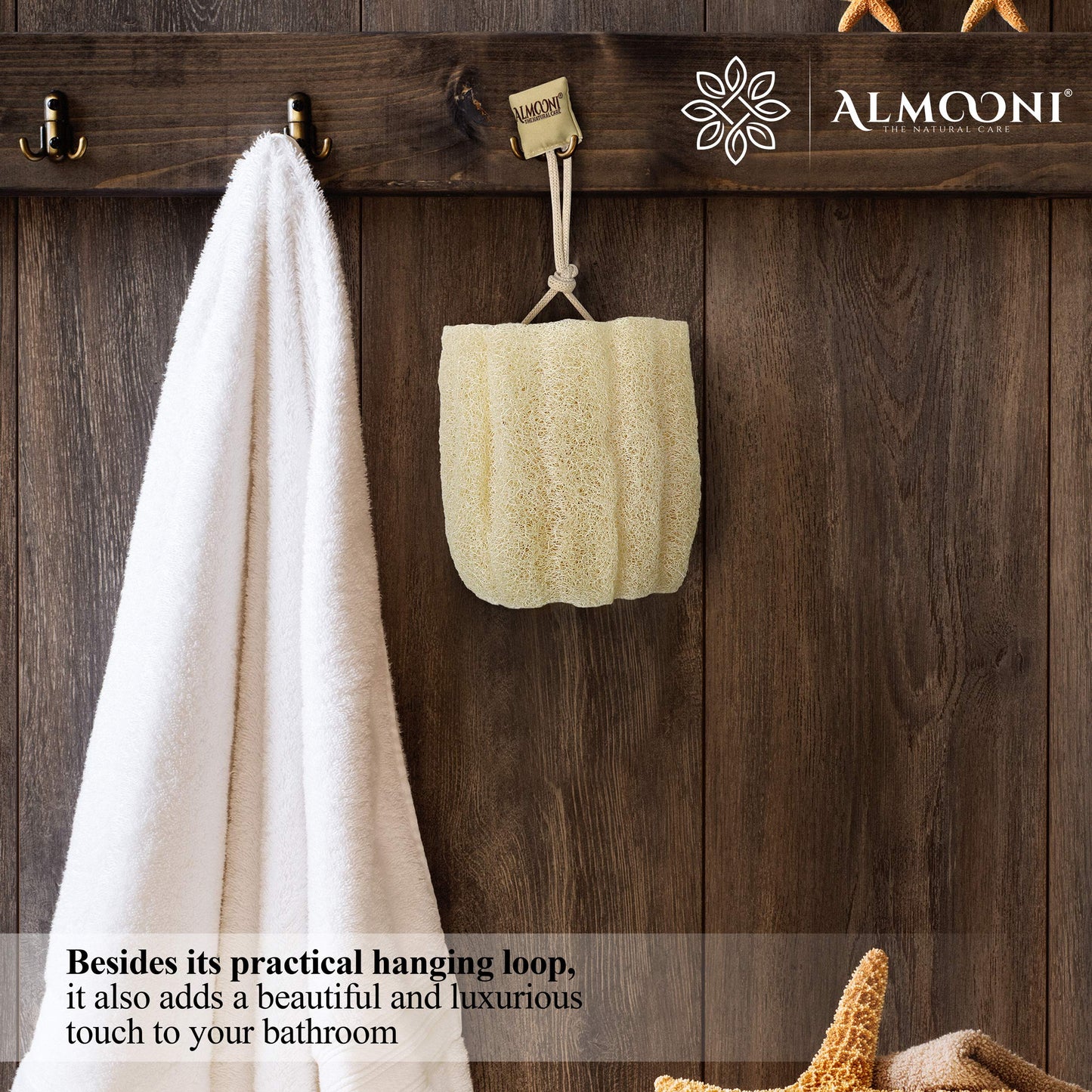 Almooni Natural Egyptian Loofah Exfoliating Body Scrubber (3-Pack)