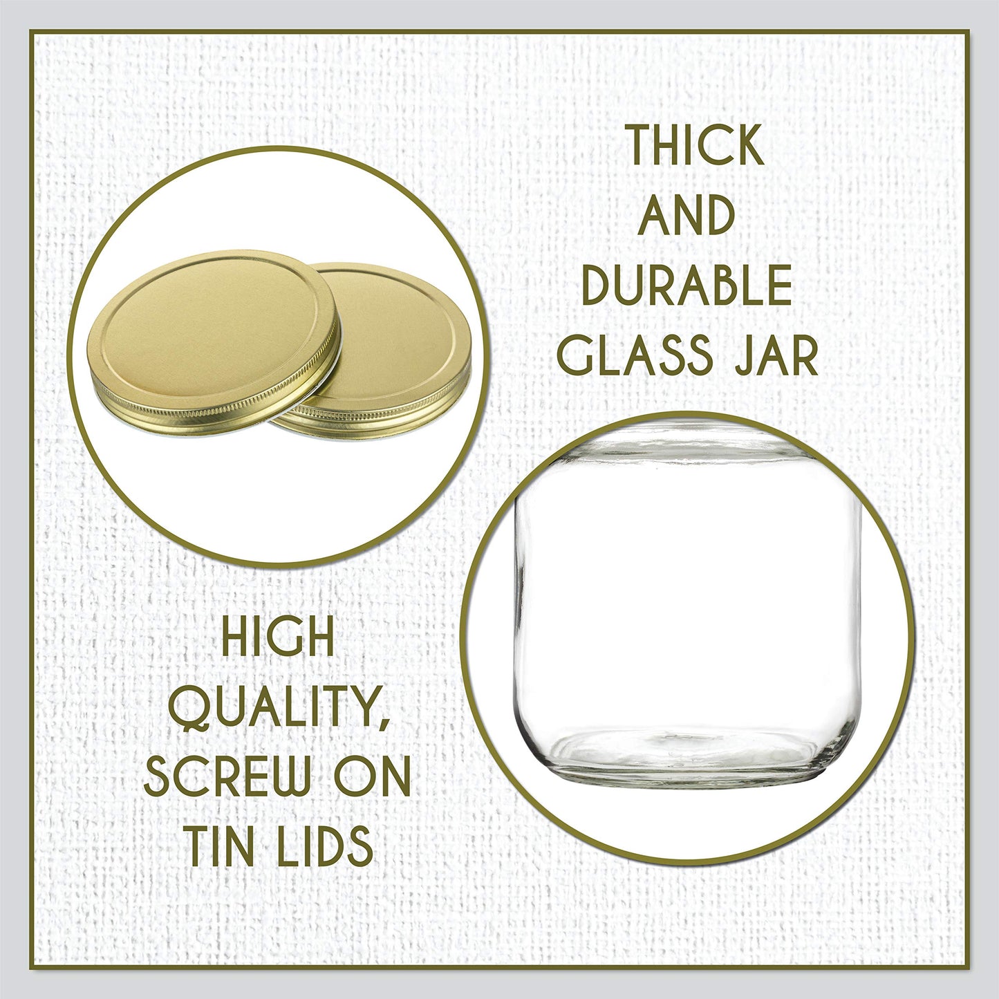 Half-Gallon Glass Mason Jars with Metal Lids, 2-Pack - Kitchentoolz