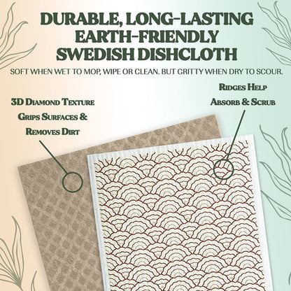 FEBU Reusable Swedish Dishcloths for Kitchen (5-Pack Sunset)