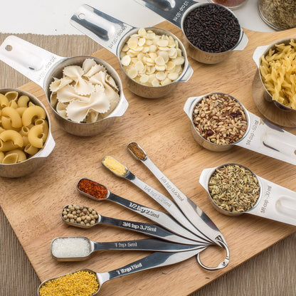 Microplastic-Free 18/8 Stainless Steel Measuring Cups & Spoons Set, 13-Piece