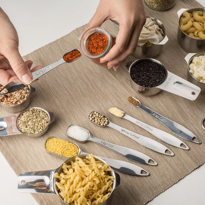 Microplastic-Free 18/8 Stainless Steel Measuring Cups & Spoons Set, 13-Piece