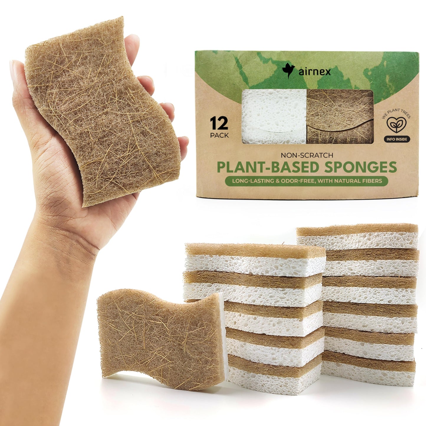 Microplastic-Free Kitchen: Airnex Biodegradable Natural Sponges Non-Toxic