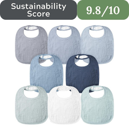 Bearmoss 100% Cotton Square Muslin Baby Drool Bibs (8-Pack)