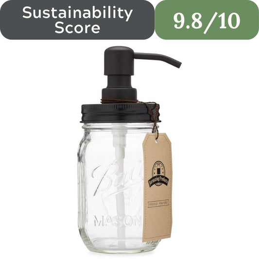 Jarmazing Mason Jar Soap Dispenser: 16 oz Glass & Black Steel
