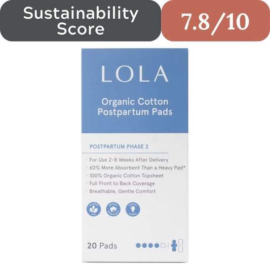 LOLA 100% Organic Cotton Max Absorbency Postpartum Pads