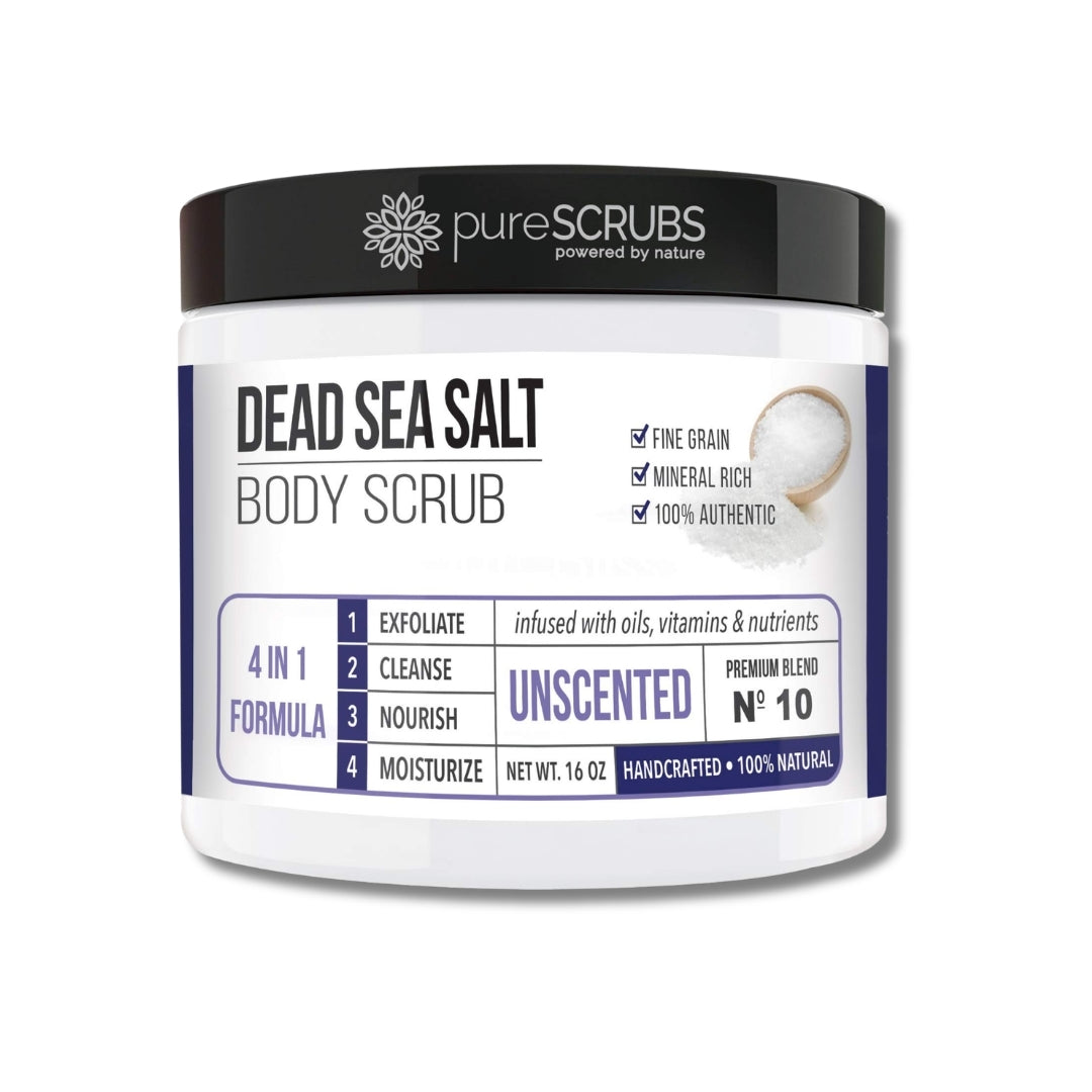pureSCRUBS Unscented Exfoliating Body Scrub on white background