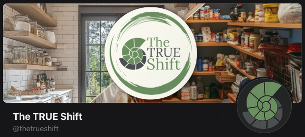 The TRUE Shift logo with a kitchen background